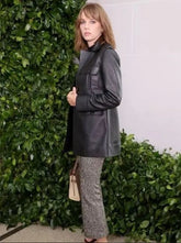 Stranger-Things-Maya-Hawke-Black-Leather-Mid-Length-Coat-1